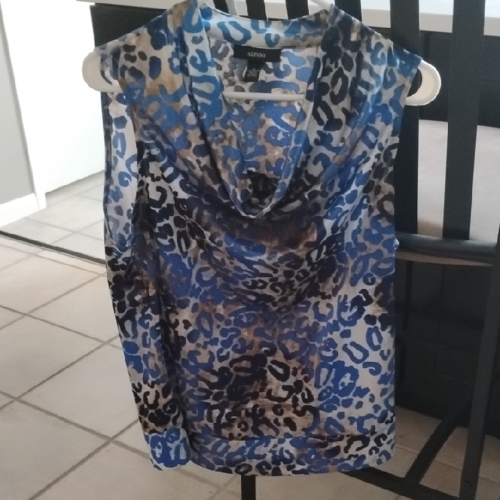 Karin Blue and Brown Leopard Print Top